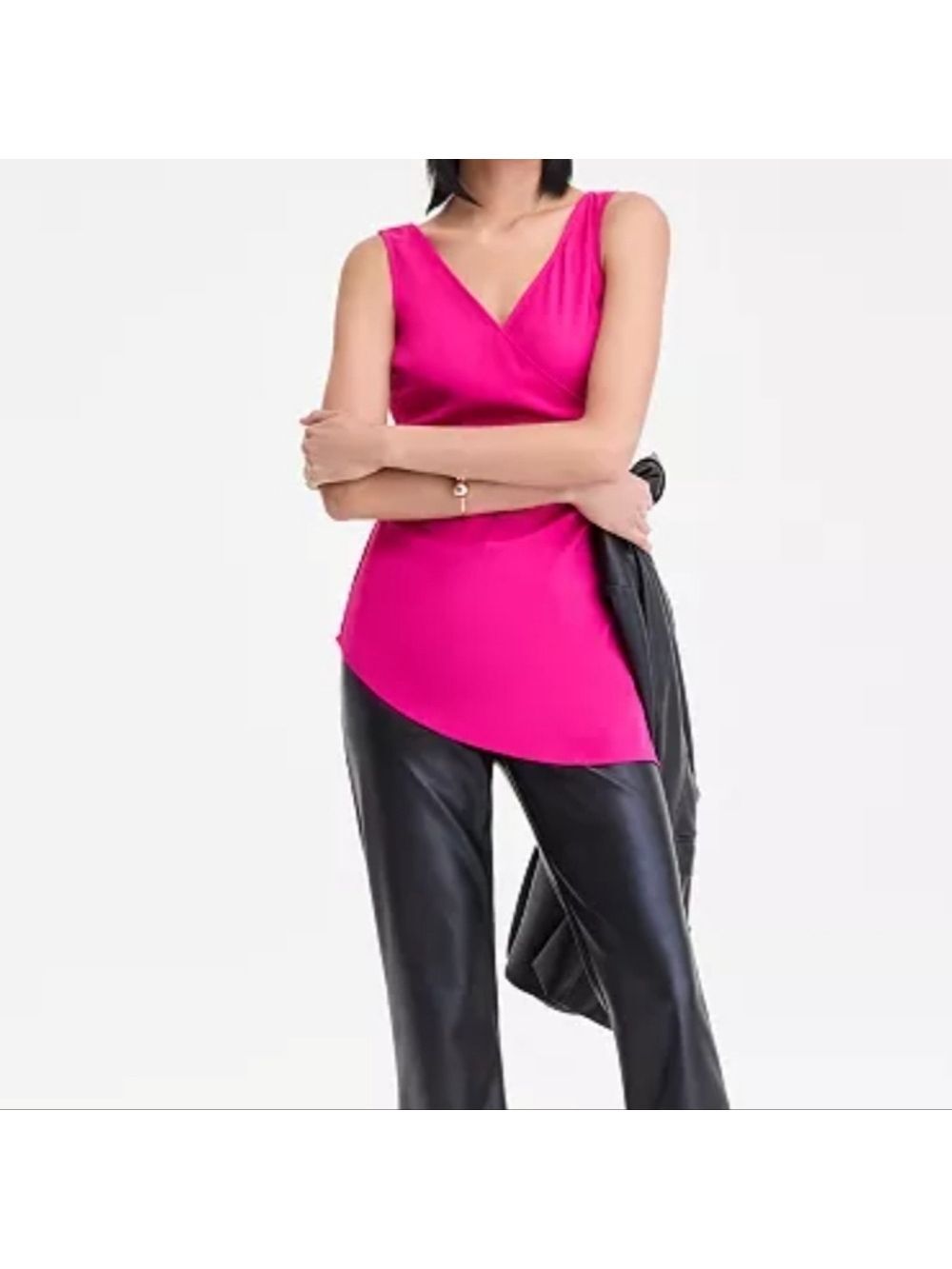 I.N.C. International Concepts Womens Sleeveless Surplice Neck Top Size 6 Fuchsia